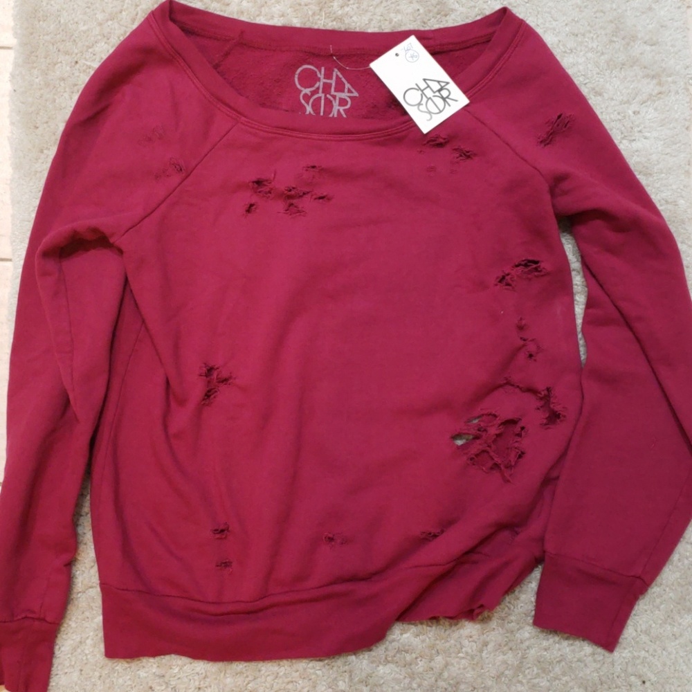 Chaser Brand ripped vintage style sweatshirt